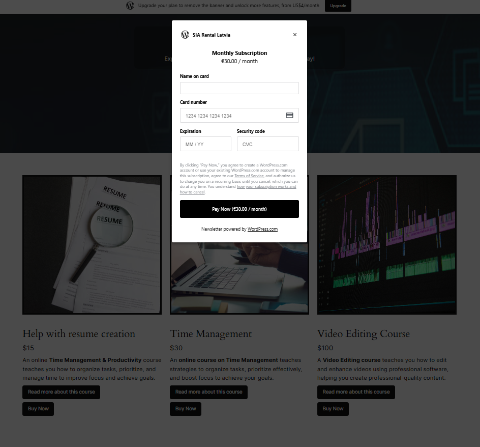 Checkout page thumbnail